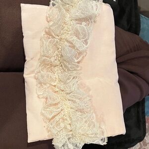 Vintage Gold label Victoria Secret Pink Make-up or lingerie bag with Lace Detail